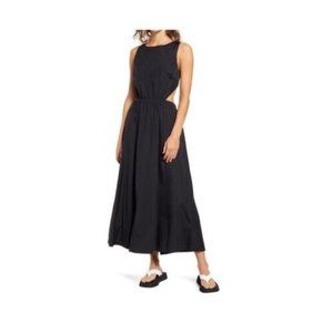 Open Edit Women's Black Open Back Organic Cotton Maxi Dress Size XS